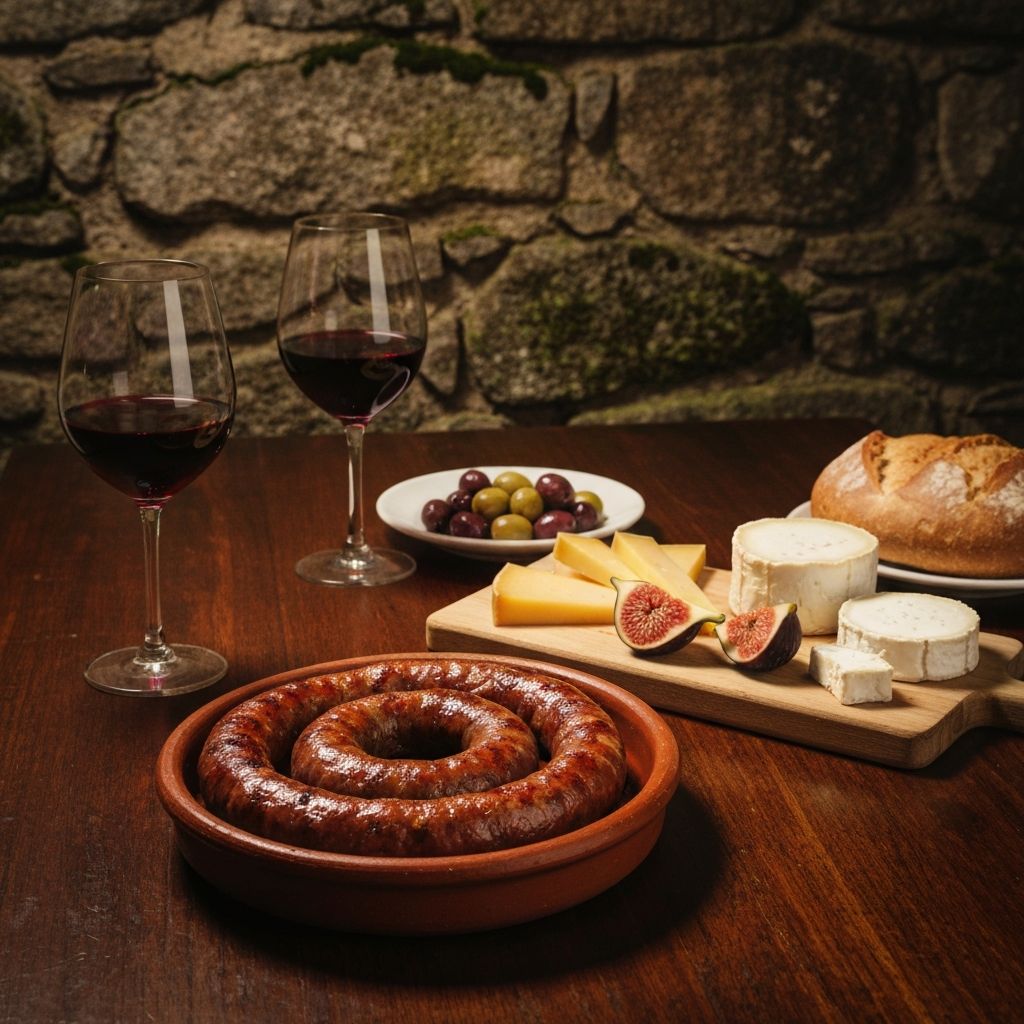 Mesa com petiscos tradicionais portugueses